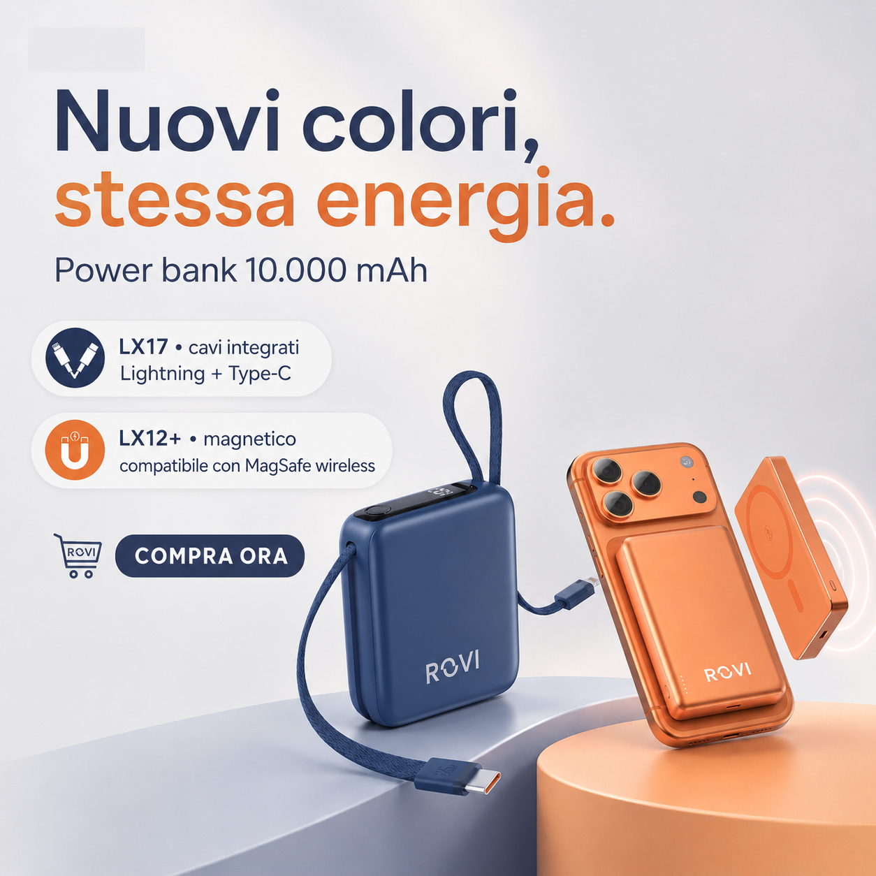 Power bank blu arancioni 10000 mah